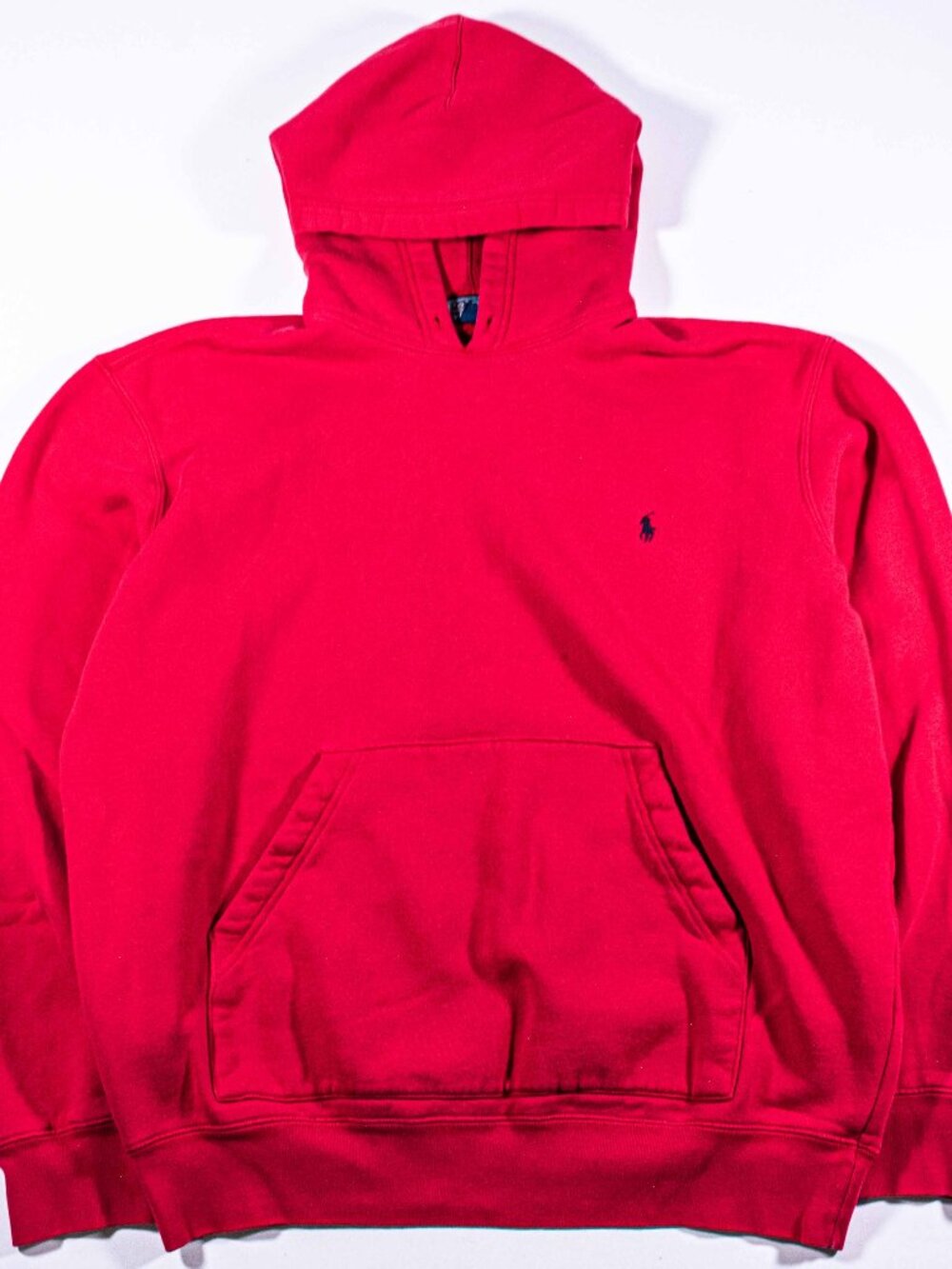 Vintage 90s Polo Ralph Lauren Pony Hoodie Sweatshirt Mens Red Pullover